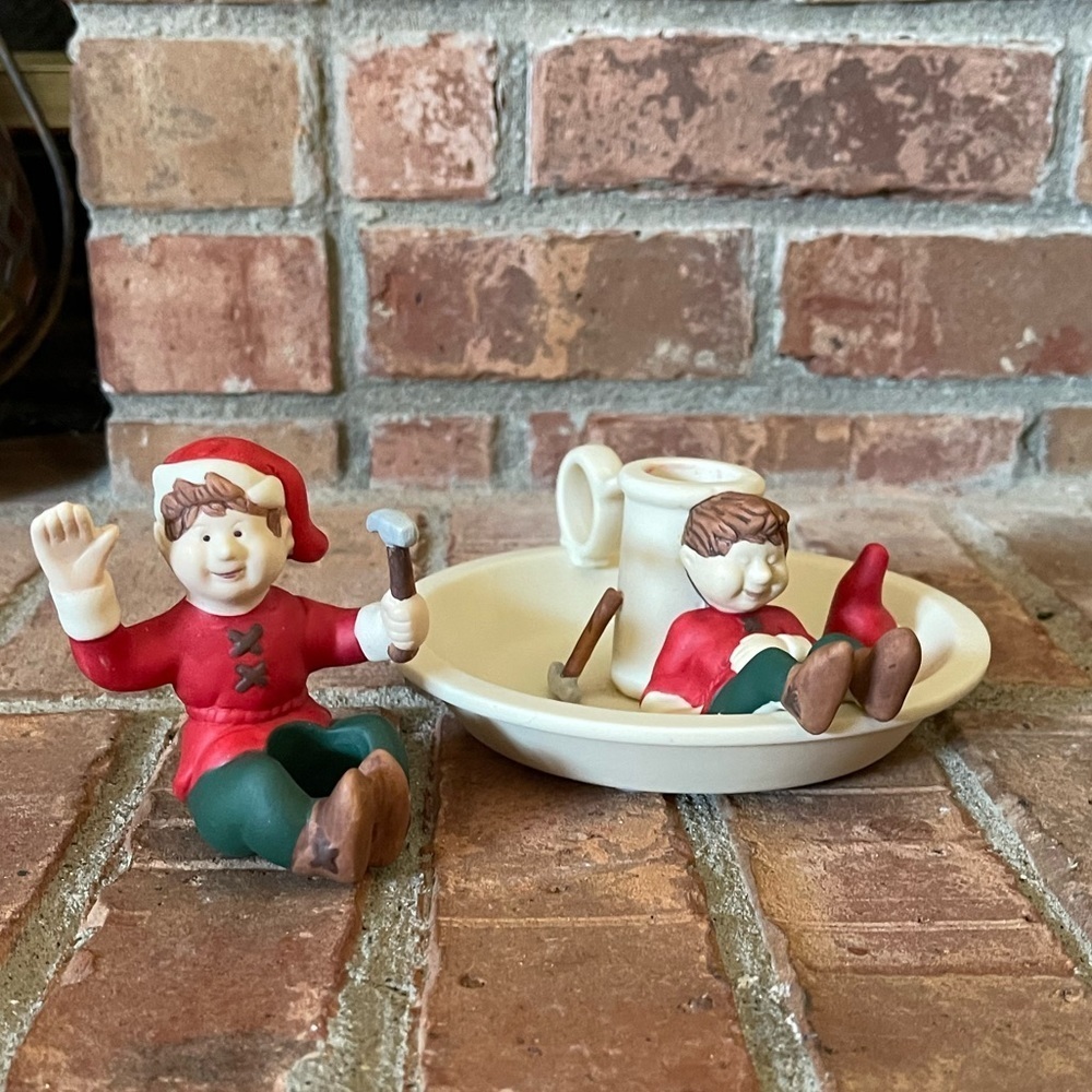PartyLite Santa's Elves Saucerlite with Box